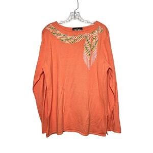 Vtg Bob Mackie Tunic Knit Sweater Top Beaded Women 1X Hong Kong Art To‎ Wear